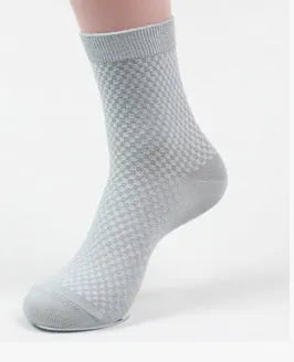 Men's bamboo fibre business socks with small square pattern in five colour options