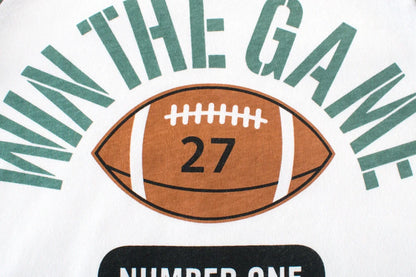 Korean boy's green long-sleeve bottoming shirt with soft-treated fabric, size chart showing measurements
