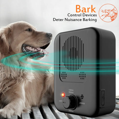 Ultrasonic anti-barking device for dogs with automatic 50-foot detection, suitable for outdoor mounting