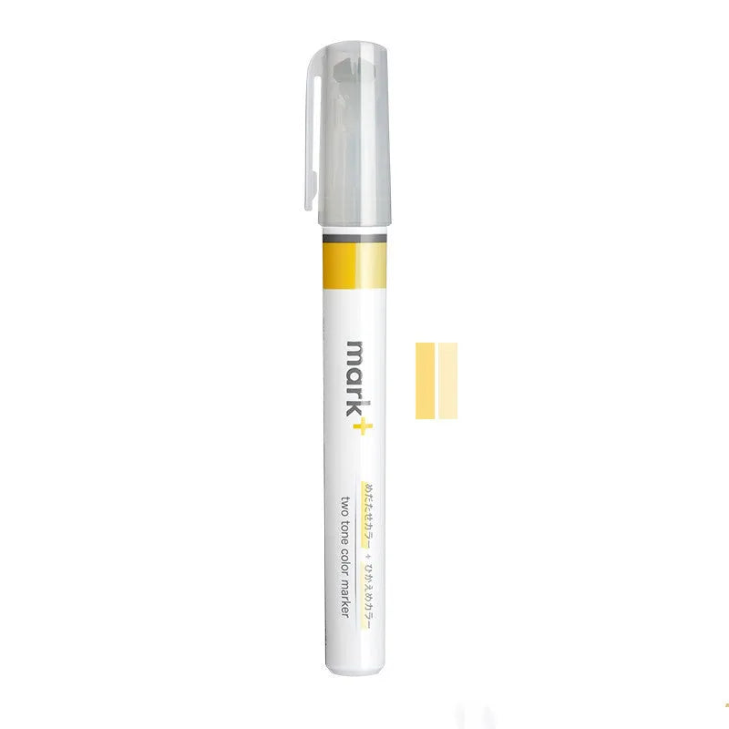 Mark+ series fibre-tip highlighter marker pen in six colours showing 15mmx131mm size