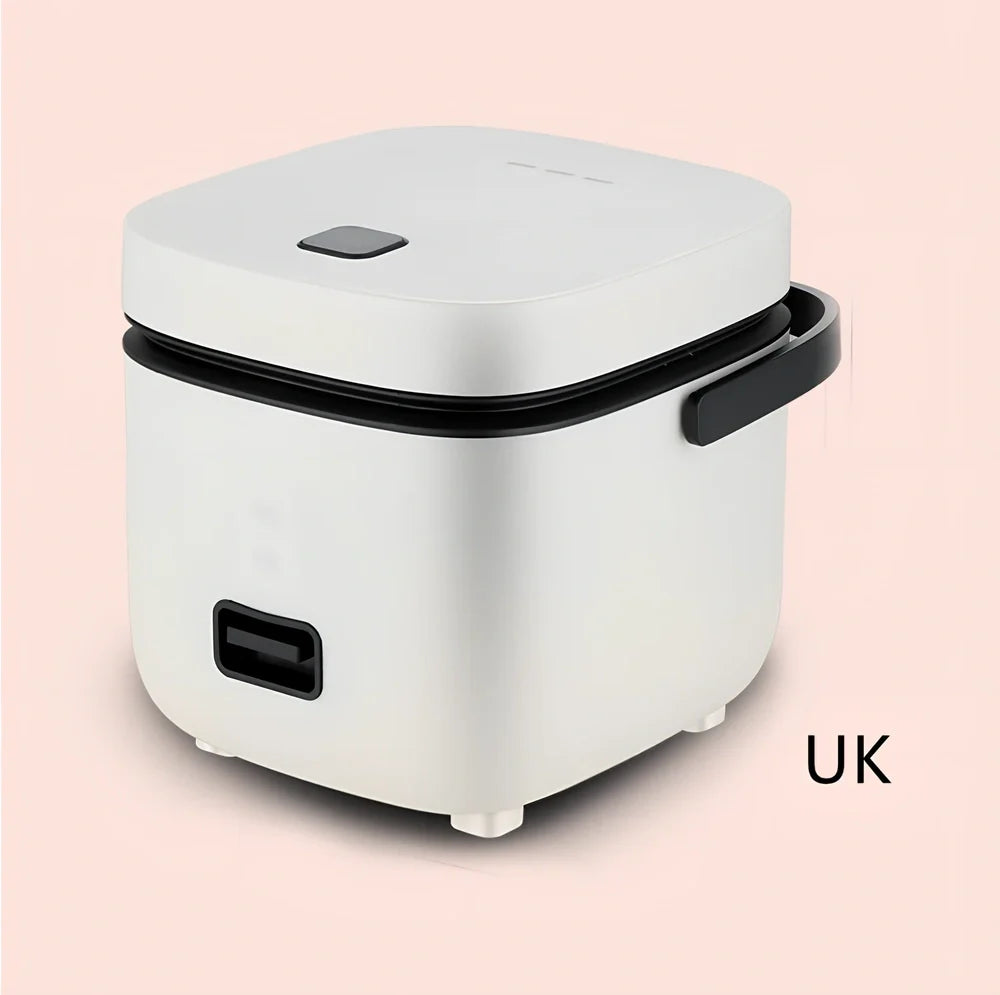 Compact brown 1-2 litre electric rice cooker, 180x200x180mm, with mechanical controls and aluminium pot for small UK kitchens