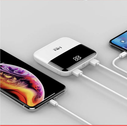 10000mAh portable power bank with digital display showing battery percentage
