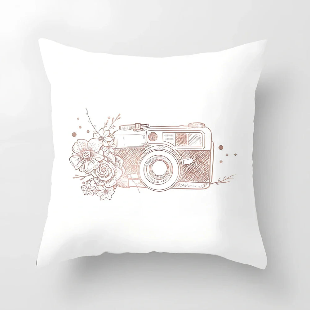 45x45cm pink sofa cushion cover with peach skin fabric texture