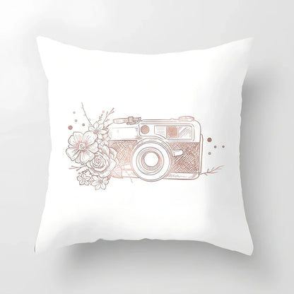 45x45cm pink sofa cushion cover with peach skin fabric texture