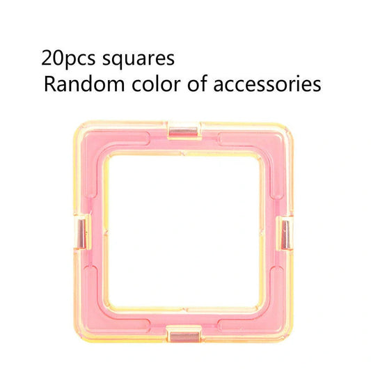 Magnetic building blocks in multiple colours arranged in geometric construction