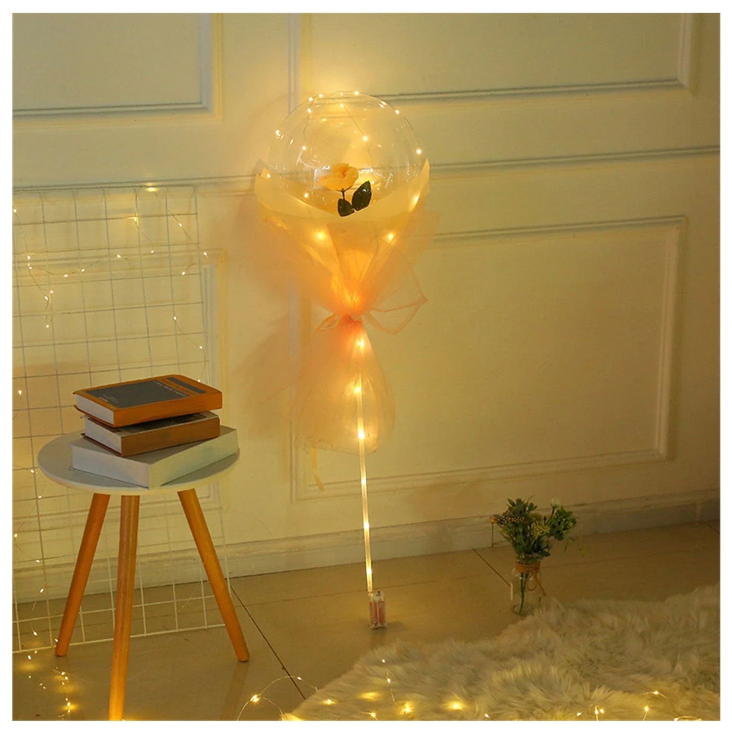 Enchanting LED-illuminated balloon bouquet with vibrant rose colors for any occasion