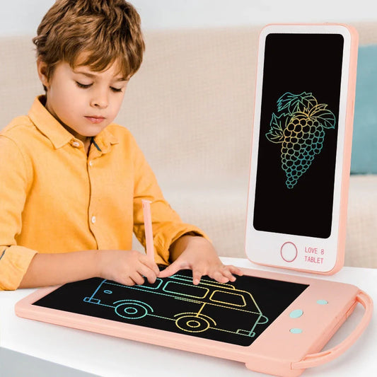 Children's LCD writing board in pink and blue with one-click clear and light options