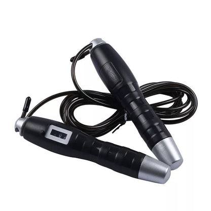 Adjustable digital skipping rope with black and pink options, featuring a digital counter