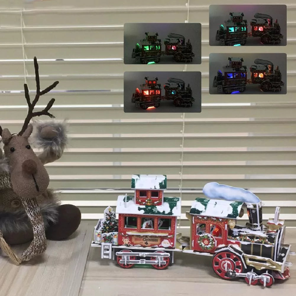 3D Train DIY Puzzle for children with RGB light, safe non-toxic materials