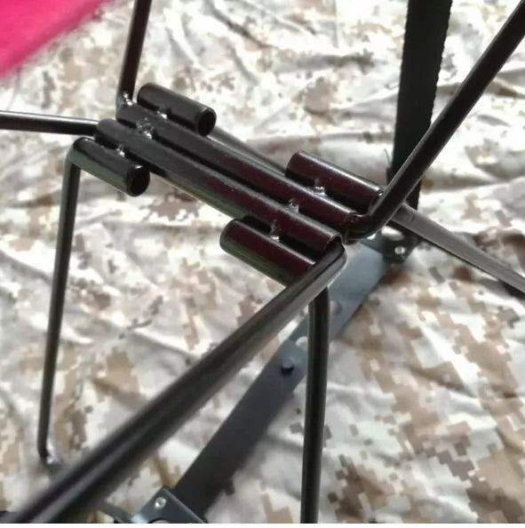 Compact Portable Pocket Chair with metal frame and fabric cushion