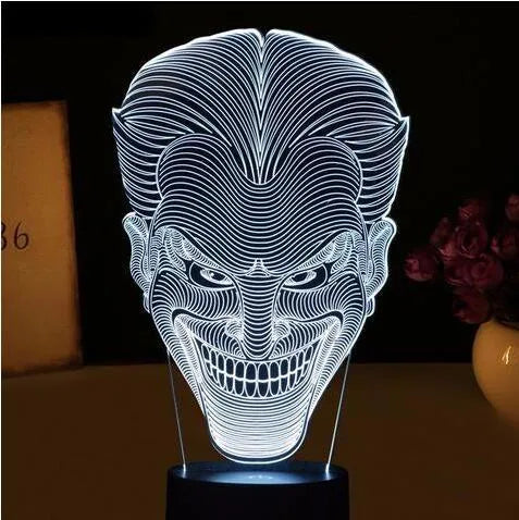 USB-powered 3D LED lamp with acrylic plate showing colourful gradient lighting effects and touch control
