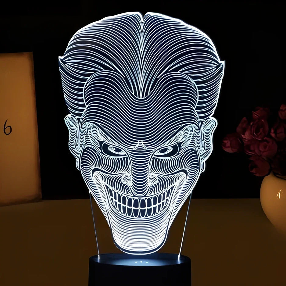 USB-powered 3D LED lamp showing gradient colour patterns on 251x142x87mm acrylic plate with touch control