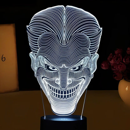 USB-powered 3D LED lamp showing gradient colour patterns on 251x142x87mm acrylic plate with touch control