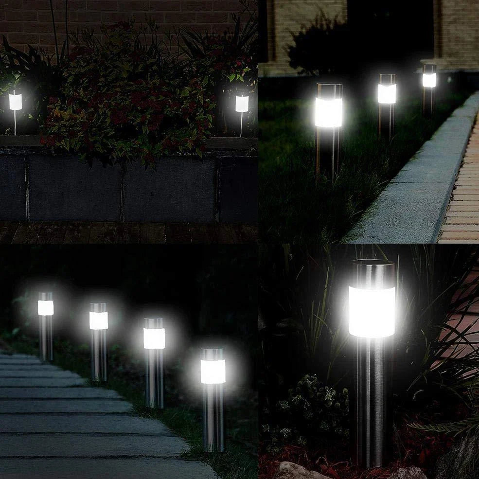 Solar cylindrical lawn light 23cm tall with 5.5cm diameter for garden pathway illumination