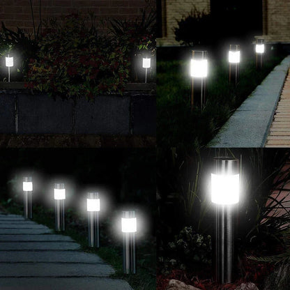 Solar cylindrical lawn light 23cm tall with 5.5cm diameter for garden pathway illumination