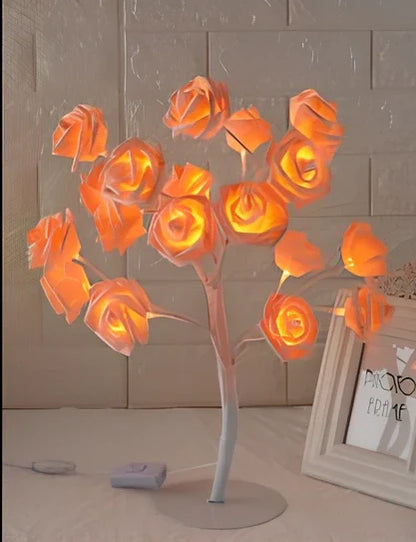 LED simulation small flower tree lamp with warm light illumination in White pink colour option