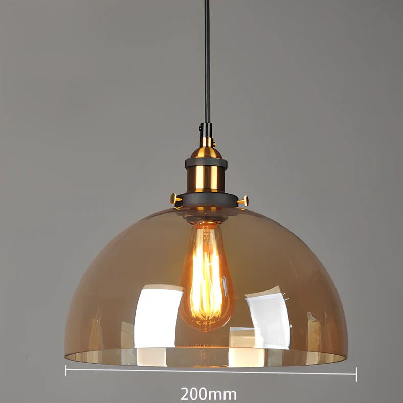 Nordic retro glass chandelier with fishing line design and LED lighting in amber, soot, or transparent finish