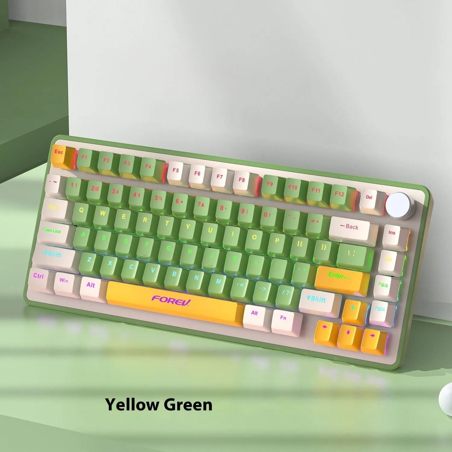 K98 mechanical keyboard and matching wireless mouse in a selected colour from the range on a desk.