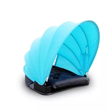 Foldable beach umbrella with sunproof Lycra fabric in blue and purple options