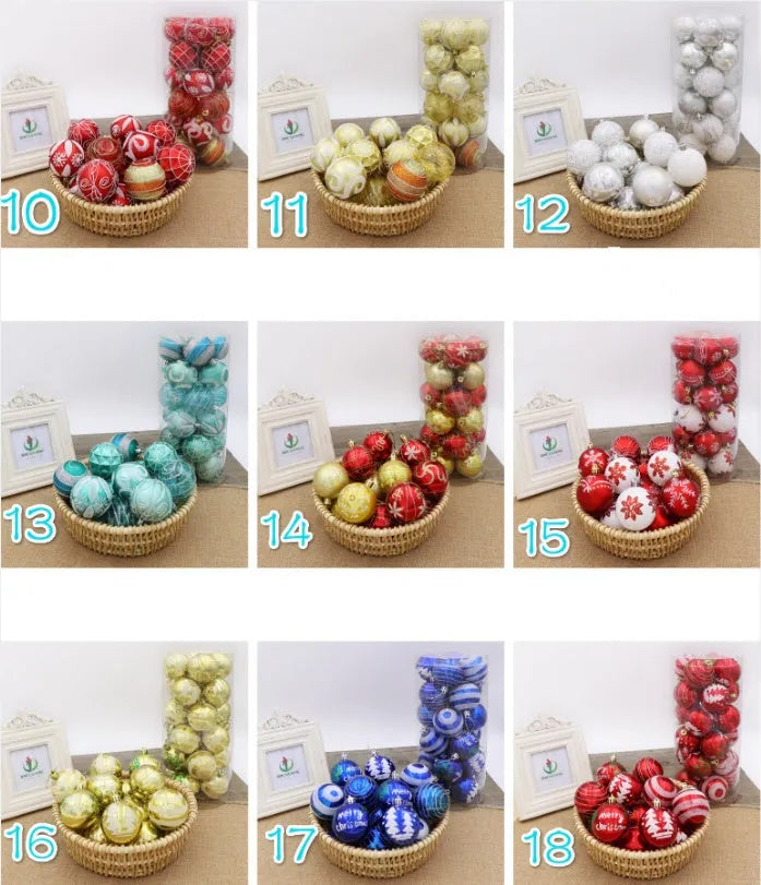 Hand-painted 6cm Christmas tree baubles in red, gold, silver and blue colours