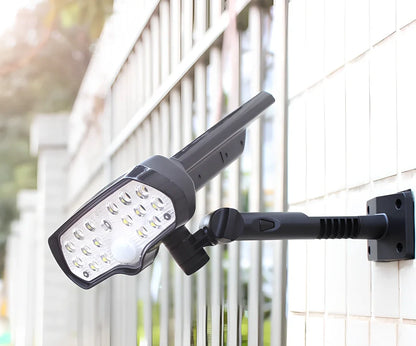 Black solar garden light with 17 LED beads, 206mm height, IP65 waterproof rating for outdoor use