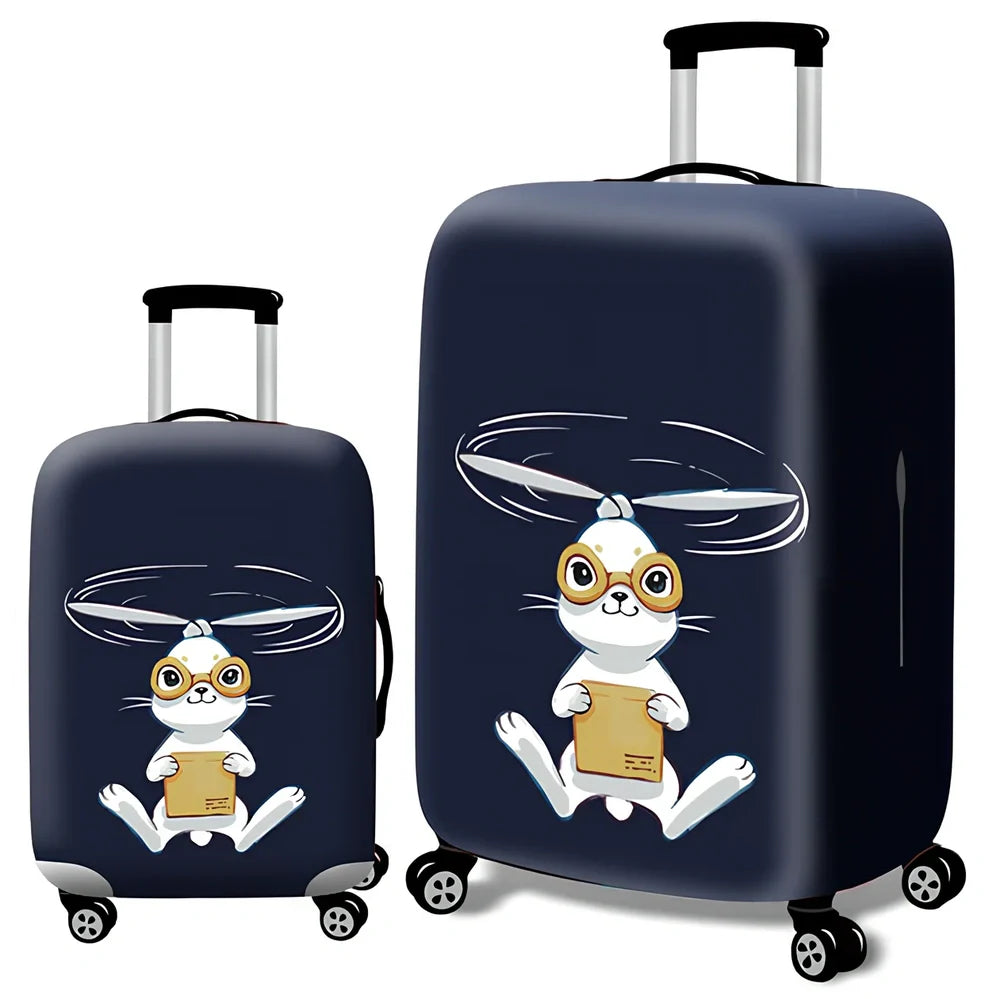 Elastic trolley case cover protecting luggage with polyester fabric, available in multiple sizes and patterns