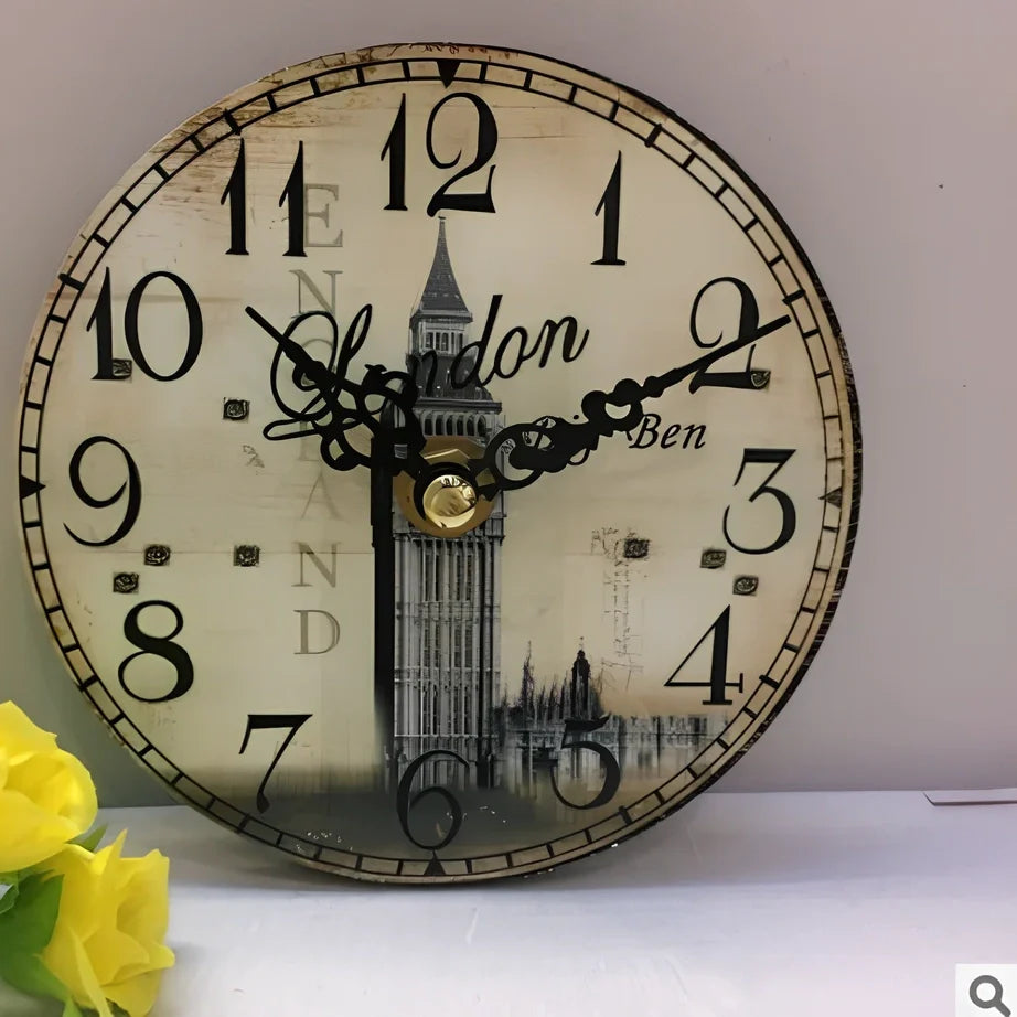 12cm wooden table clock with 24-hour display in seven colour options