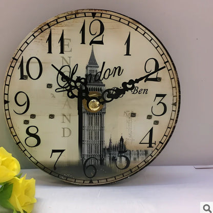 12cm wooden table clock with 24-hour display in seven colour options