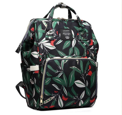 Oxford maternity nappy bag with 16-20L capacity, anti-theft design, bottle area, and multiple colour options