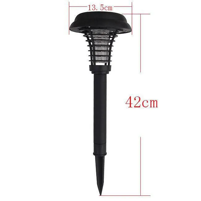 Solar insect killing lamp lawn lamp outdoor mosquito trap light with rechargeable battery ABS construction 14cm diameter 42cm height white and UV purple light automatic light control for garden parks