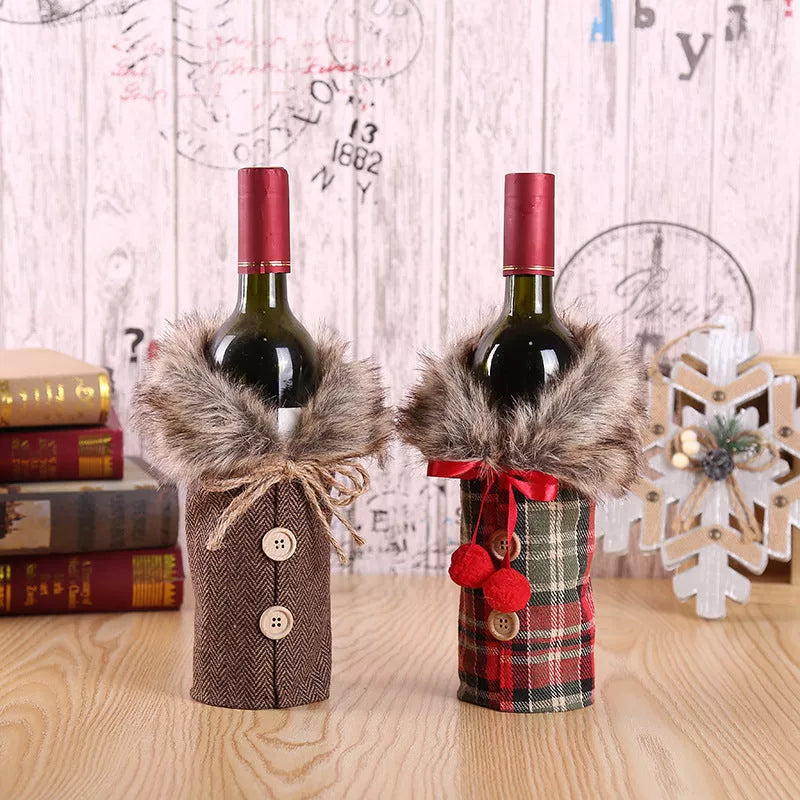 Christmas Santa Claus and wine bottle decoration set for festive holiday cheer