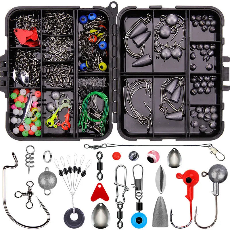 Weihe 257-piece fishing lure and hook accessories kit in an orange ABS plastic tackle box