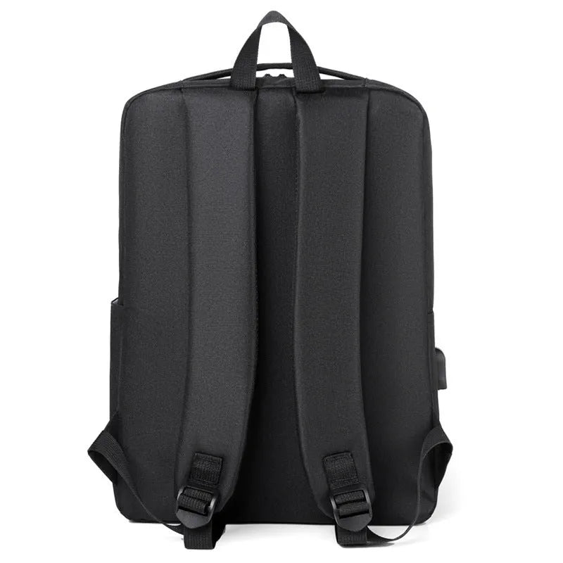 Computer backpack made from waterproof Oxford cloth with 20-35 litre capacity, featuring a curved bearing strap system for business travel and commuting. This multifunctional men's rucksack is available in black, blue, grey, or red.