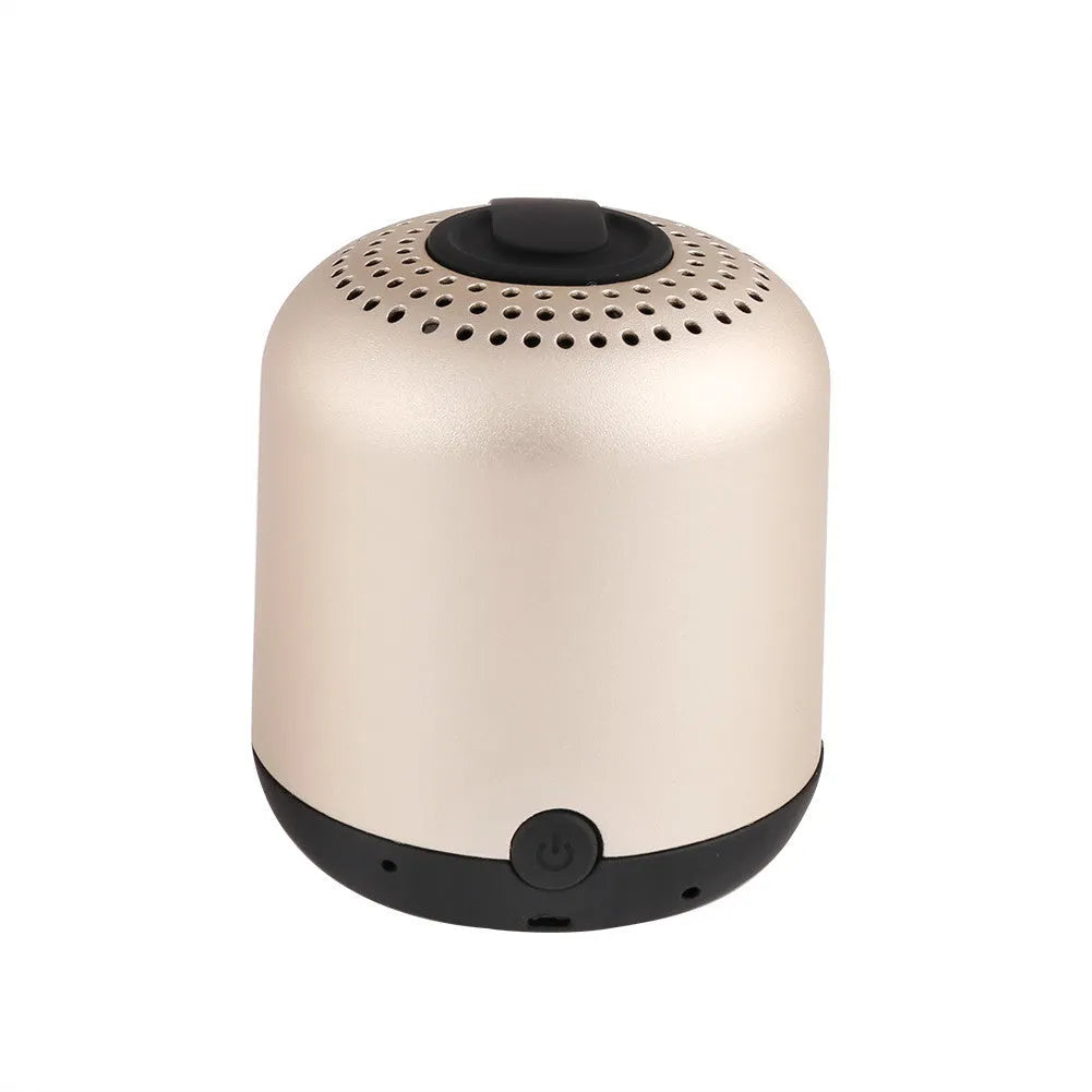 Hieha XQ11 cylindrical portable Bluetooth speaker in black, gold, pink, red, or silver.