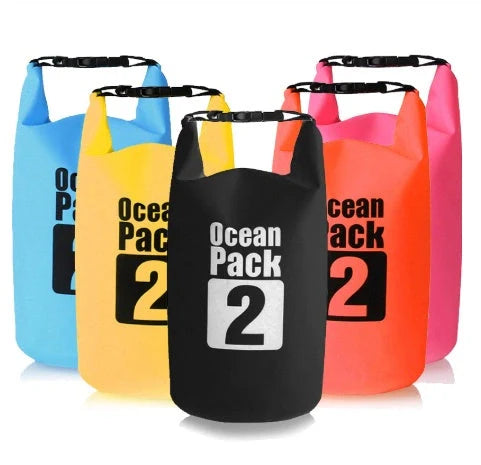 2L waterproof dry bag in various colors for outdoor activities