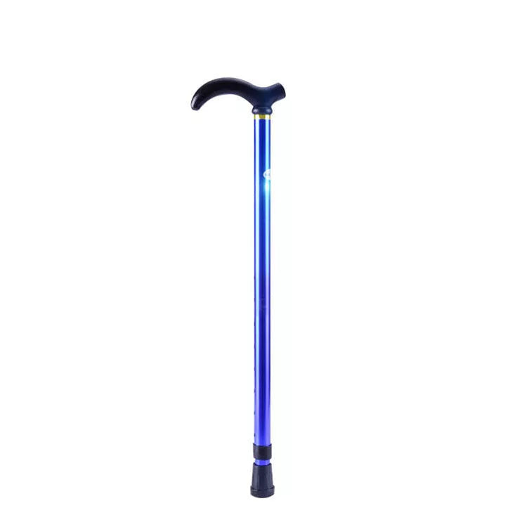 Adjustable aluminum telescopic walking stick with rubber tips in multiple colors