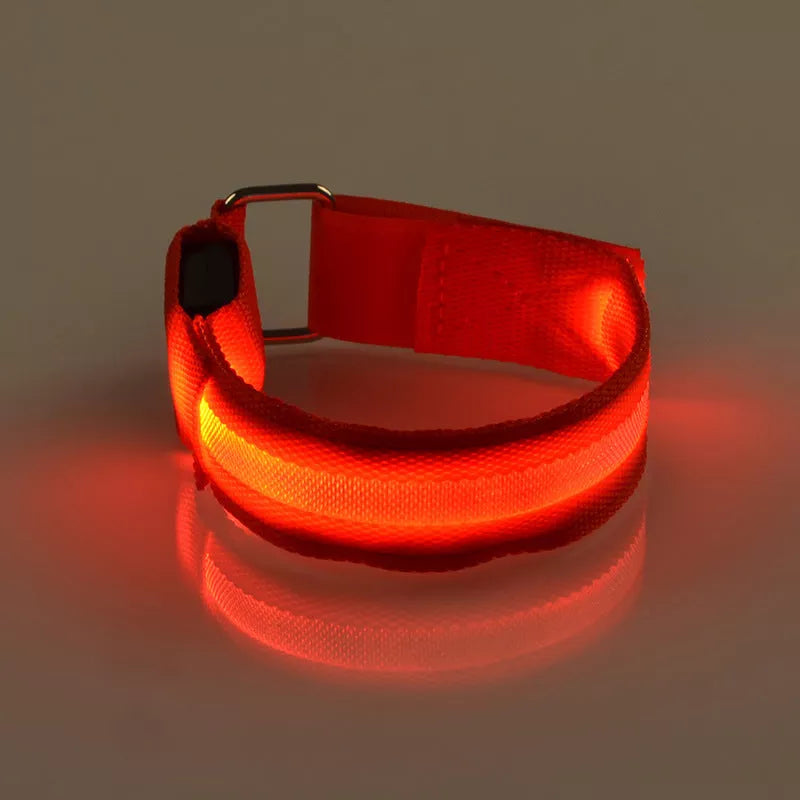 LED Illuminated Arm Band for night running safety with adjustable fit and multiple colors