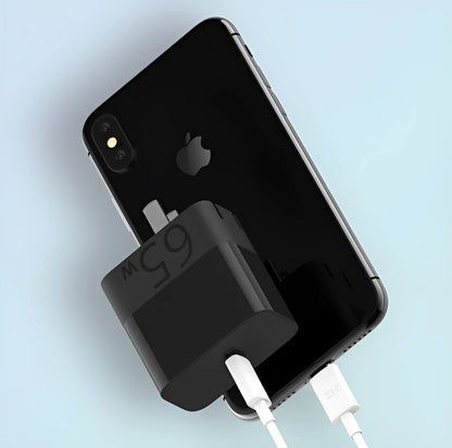 Black ZMI 65W USB-C laptop power adapter with GaN technology