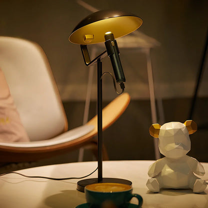 Grey metal USB LED desk lamp with 45cm height and push button switch for study lighting