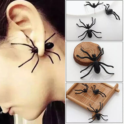 3D Creepy Black Spider Earrings for Halloween and home decoration