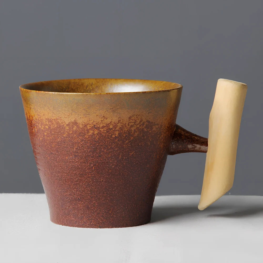 Japanese ceramic mug with solid colour finish showing 350ml capacity and reinforced rim construction