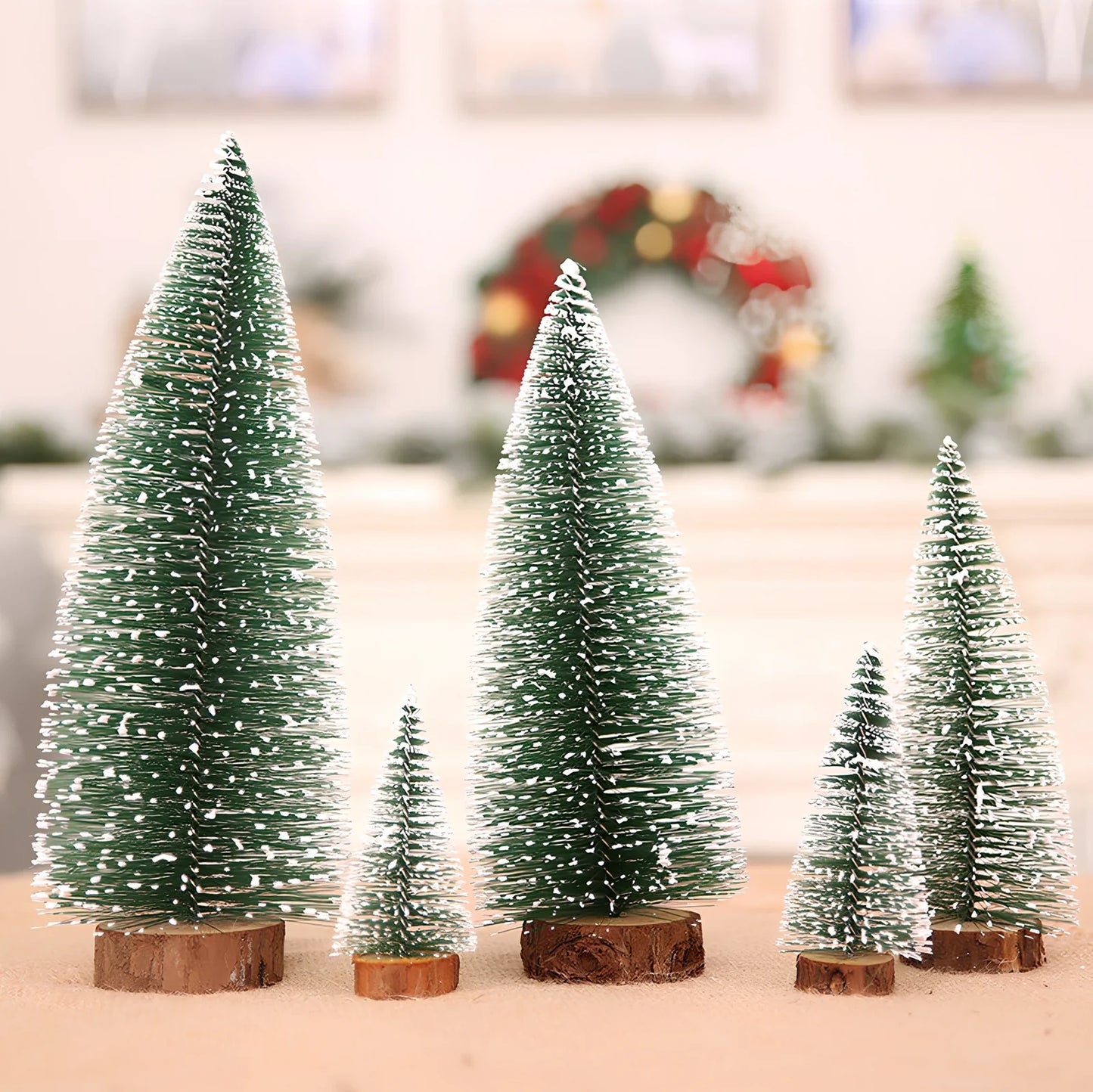Green and white Christmas pine needle tree decoration in four height options