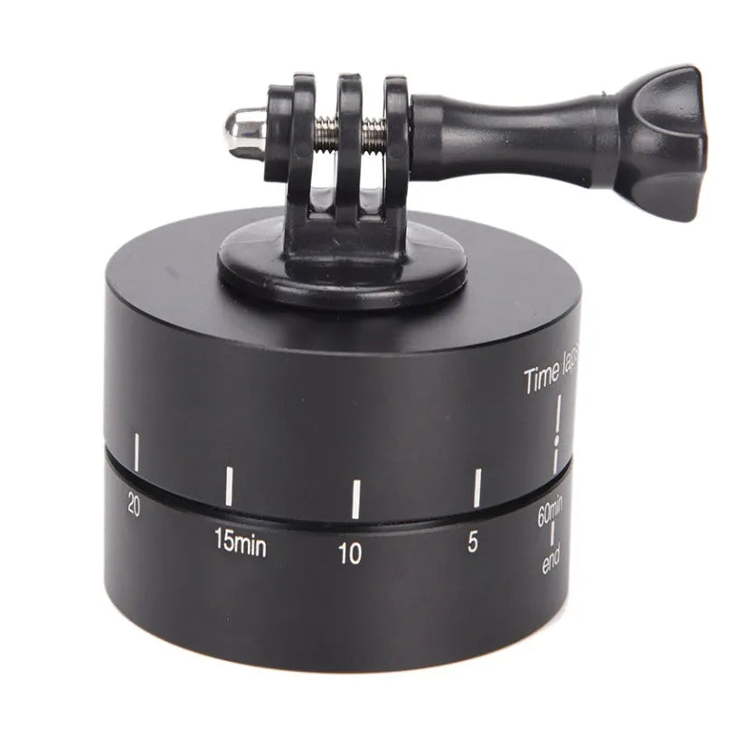 Lapse 360 degree auto rotate camera tripod head on a tripod