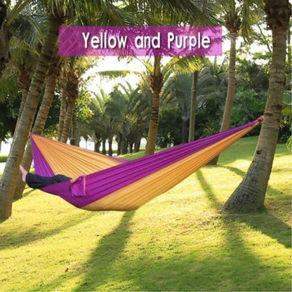 Durable and lightweight parachute hammock in various outdoor-friendly color options