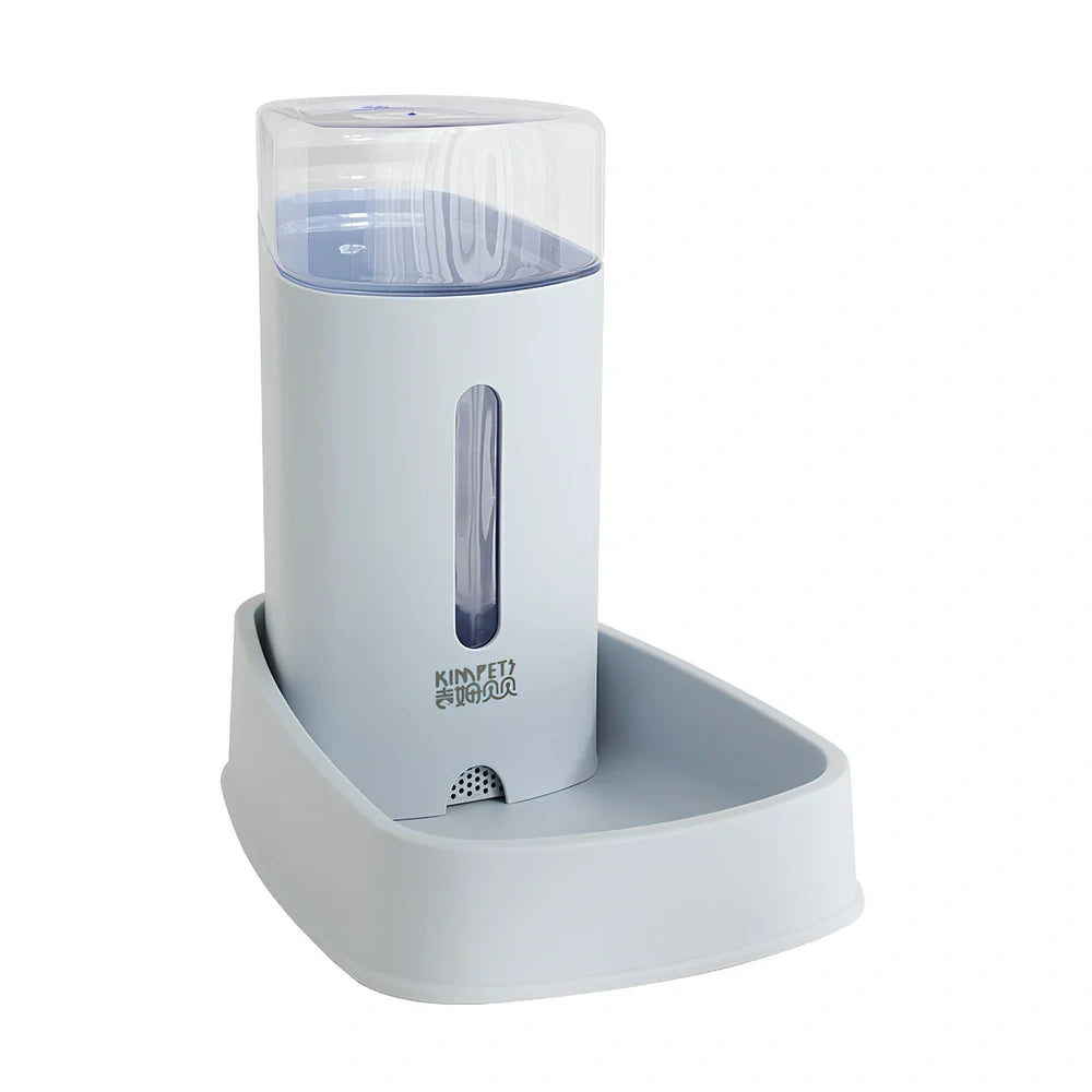 Transparent cat water fountain with 3800ml capacity in blue colour showing siphon water flow system