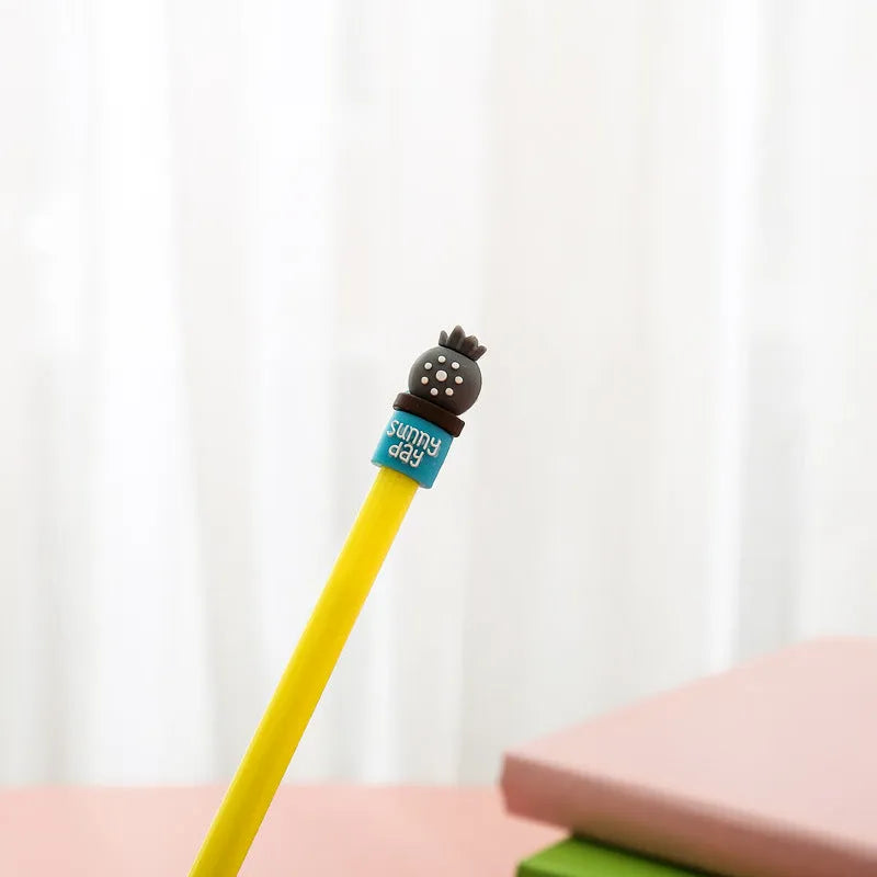 Potted cactus gel pen with silicone pot base, 0.5mm refill, approximately 18.5cm long, shown in Blue or Green.