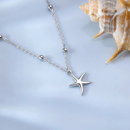 S925 sterling silver anklet with starfish charm and adjustable 16-20cm length