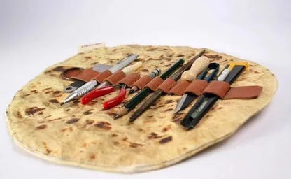Fabric burrito pencil case, 22 x 22 cm novelty pencil holder in Clay Oven Rolls style