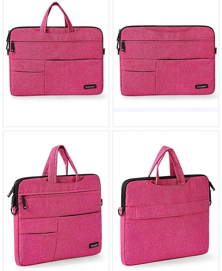 Okade burlap shoulder bag for 11 13 15 inch MacBook Pro Air, waterproof shockproof, zip closure