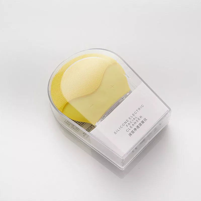 Electric waterproof silicone facial cleansing brush with USB charging in various colors